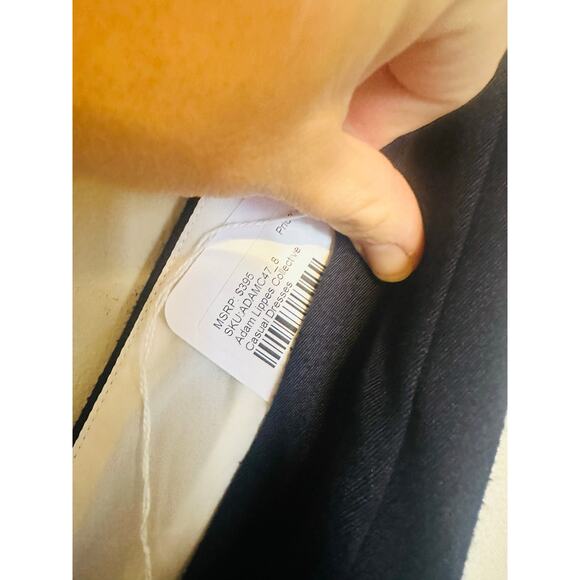 ADAM LIPPES COLLECTIVE Black White Striped Kimono Stripe Sleeve Dress Size 8 - Picture 7 of 9